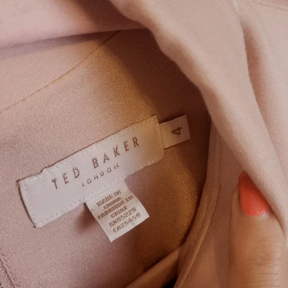 TED BAKER BLUSH CAP SLEEVE PETER PAN COLLAR STRETCH DRESS - Picture 4 of 9